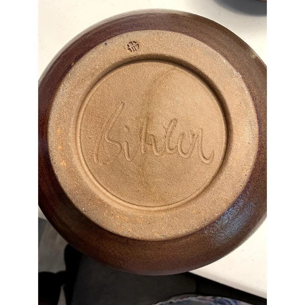 Studio Soup Tureen Lid 5 Bowls Pottery Clay Brown Gray‎ Artisan Signed